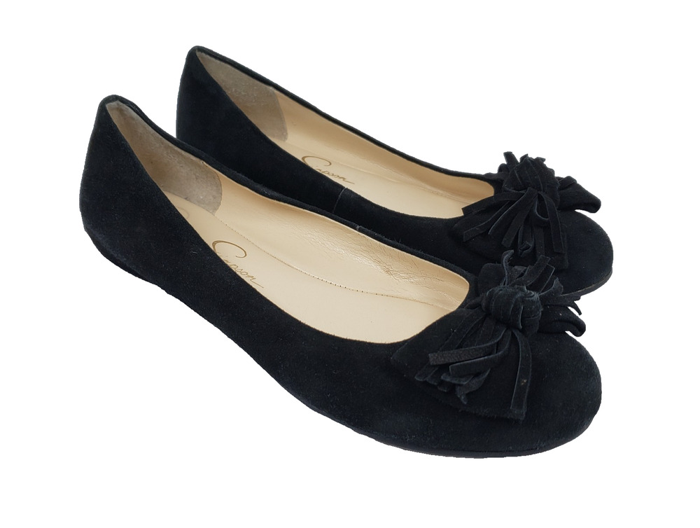 Jessica Simpson Madian Womens Size 6.5 Black Leather Slip On Ballet Flats Shoes